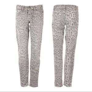 Current/Elliott The Stiletto Grey Leopard Print Skinny Ankle Jeans Size 25